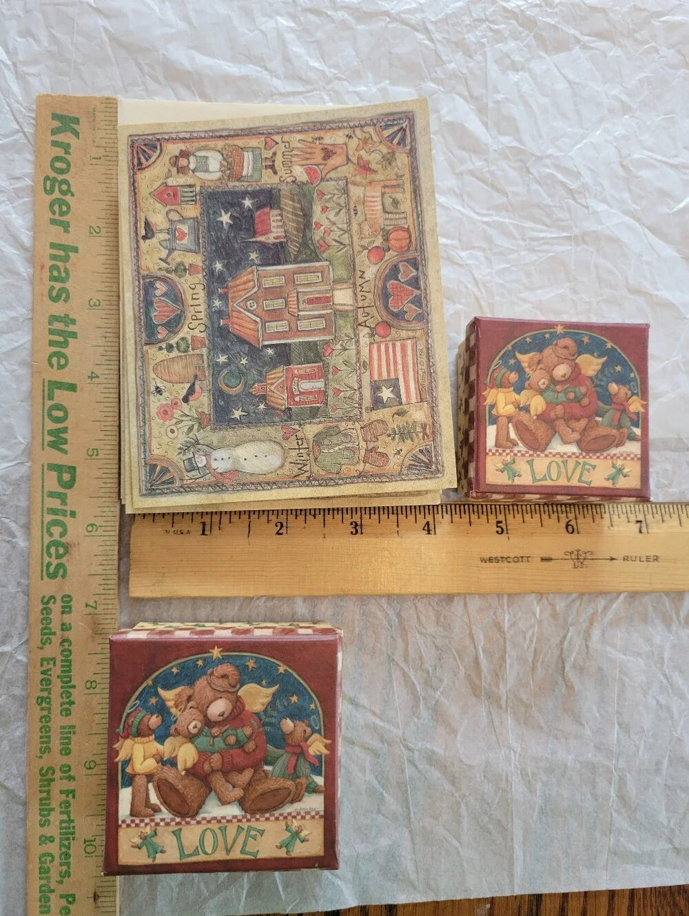 Susan Winget Notecards (5) & 2 Small Lindy Bowman Bear Boxes FINAL PRICE
